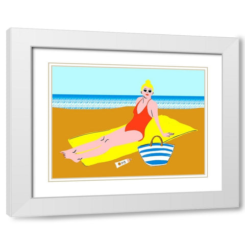 Beachy Keen II White Modern Wood Framed Art Print with Double Matting by Blanckslate