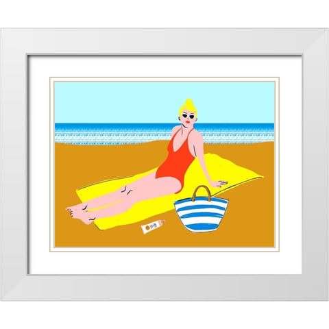 Beachy Keen II White Modern Wood Framed Art Print with Double Matting by Blanckslate