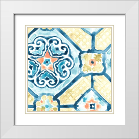 Medallion Medley III White Modern Wood Framed Art Print with Double Matting by Vess, June Erica