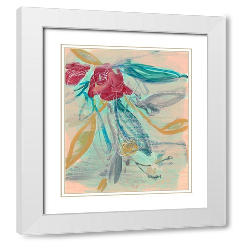 Tropical Bouquet I White Modern Wood Framed Art Print with Double Matting by Goldberger, Jennifer