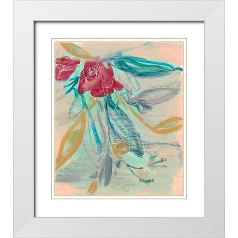Tropical Bouquet I White Modern Wood Framed Art Print with Double Matting by Goldberger, Jennifer