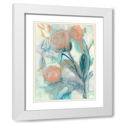 Flower Grouping I White Modern Wood Framed Art Print with Double Matting by Goldberger, Jennifer