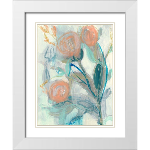Flower Grouping I White Modern Wood Framed Art Print with Double Matting by Goldberger, Jennifer