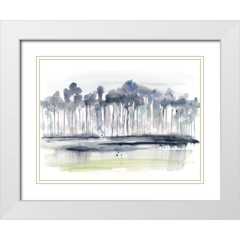 Treeline Splash II White Modern Wood Framed Art Print with Double Matting by Goldberger, Jennifer
