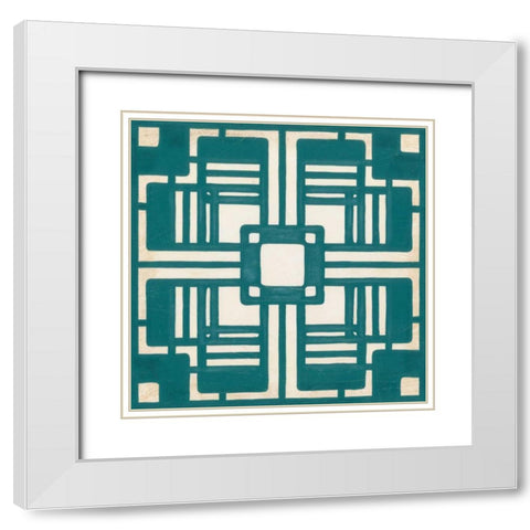 Non-Embellished Deco Tile I White Modern Wood Framed Art Print with Double Matting by Vess, June Erica