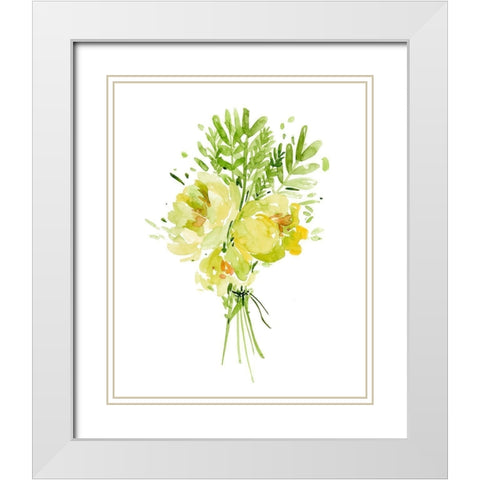 Bouquet with Peony I White Modern Wood Framed Art Print with Double Matting by Wang, Melissa