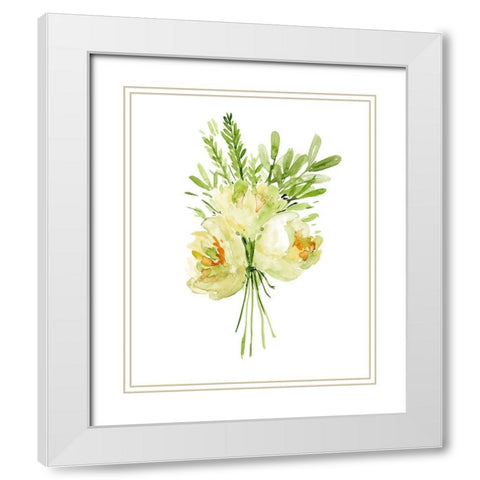 Bouquet with Peony II White Modern Wood Framed Art Print with Double Matting by Wang, Melissa