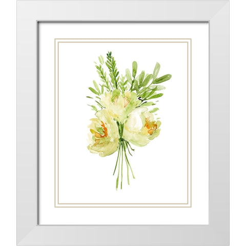 Bouquet with Peony II White Modern Wood Framed Art Print with Double Matting by Wang, Melissa