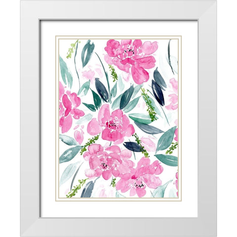 Dance of the Flowers I White Modern Wood Framed Art Print with Double Matting by Wang, Melissa