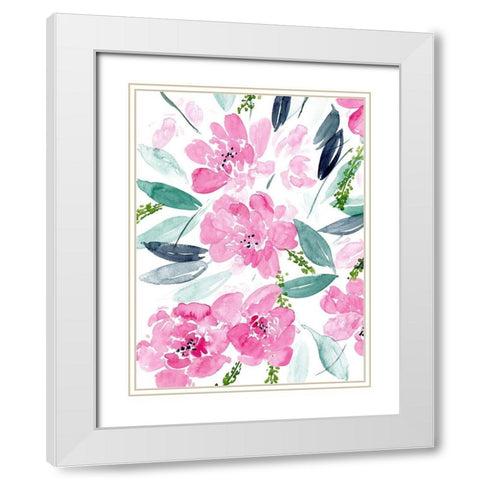 Dance of the Flowers II White Modern Wood Framed Art Print with Double Matting by Wang, Melissa