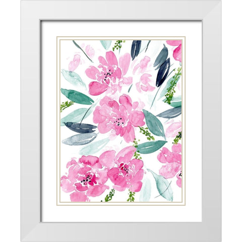 Dance of the Flowers II White Modern Wood Framed Art Print with Double Matting by Wang, Melissa