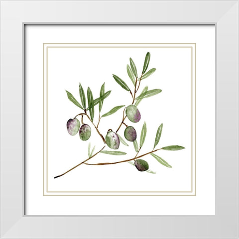 Olive Branch II White Modern Wood Framed Art Print with Double Matting by Wang, Melissa