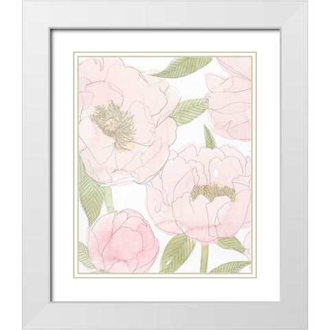Veiled Peonies I White Modern Wood Framed Art Print with Double Matting by Popp, Grace