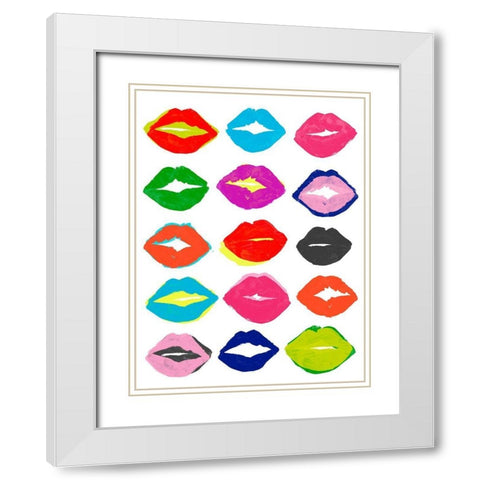 Kiss Kiss I White Modern Wood Framed Art Print with Double Matting by Vess, June Erica