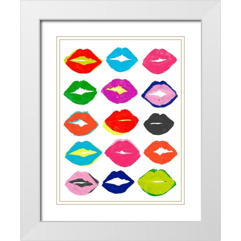 Kiss Kiss I White Modern Wood Framed Art Print with Double Matting by Vess, June Erica