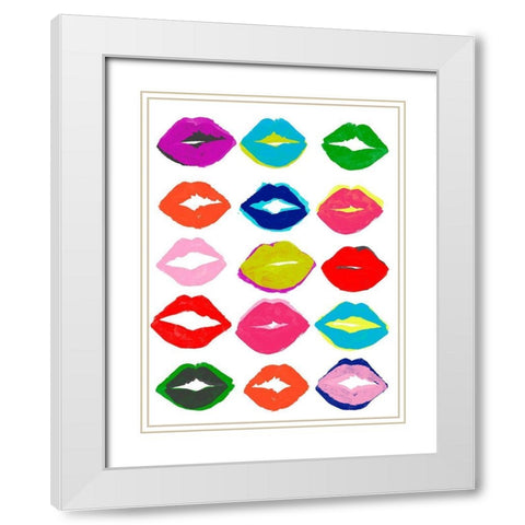 Kiss Kiss II White Modern Wood Framed Art Print with Double Matting by Vess, June Erica