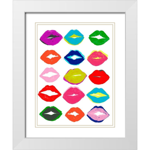 Kiss Kiss II White Modern Wood Framed Art Print with Double Matting by Vess, June Erica