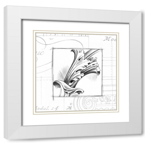 Acanthus Detail I White Modern Wood Framed Art Print with Double Matting by Harper, Ethan