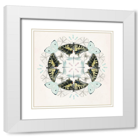 Butterfly Mandala I White Modern Wood Framed Art Print with Double Matting by Parker, Jennifer Paxton