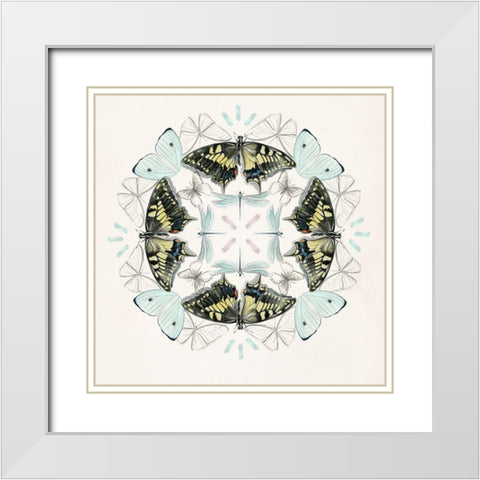 Butterfly Mandala I White Modern Wood Framed Art Print with Double Matting by Parker, Jennifer Paxton