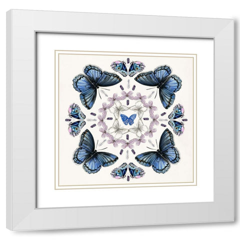 Butterfly Mandala II White Modern Wood Framed Art Print with Double Matting by Parker, Jennifer Paxton