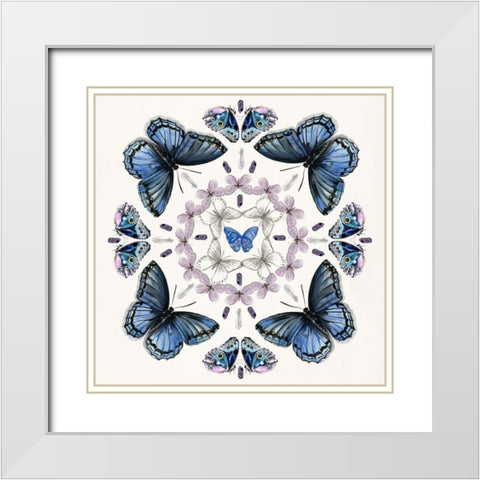 Butterfly Mandala II White Modern Wood Framed Art Print with Double Matting by Parker, Jennifer Paxton