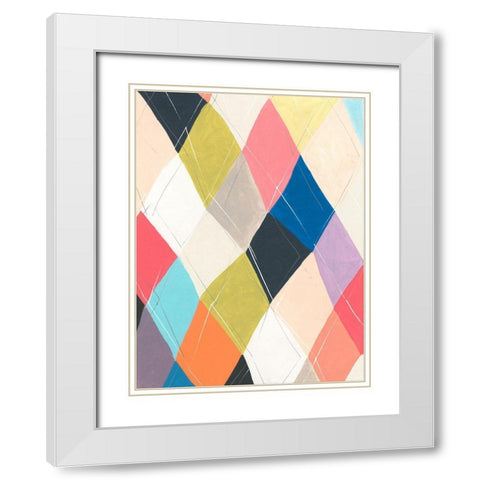 Harlequin Hopscotch I White Modern Wood Framed Art Print with Double Matting by Vess, June Erica