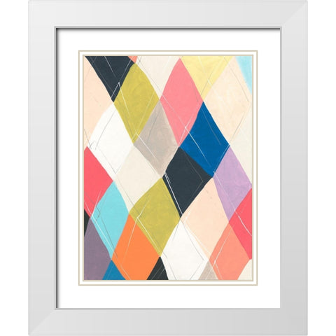 Harlequin Hopscotch I White Modern Wood Framed Art Print with Double Matting by Vess, June Erica