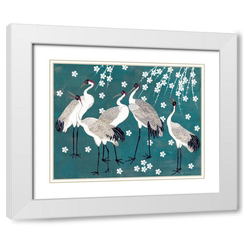 Crane at Night I White Modern Wood Framed Art Print with Double Matting by Wang, Melissa