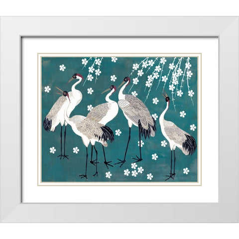 Crane at Night I White Modern Wood Framed Art Print with Double Matting by Wang, Melissa