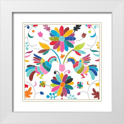 Folklorica I White Modern Wood Framed Art Print with Double Matting by Vess, June Erica