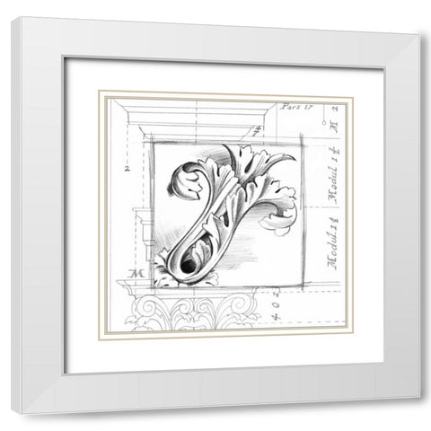 Acanthus Detail IV White Modern Wood Framed Art Print with Double Matting by Harper, Ethan