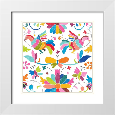 Folklorica IV White Modern Wood Framed Art Print with Double Matting by Vess, June Erica