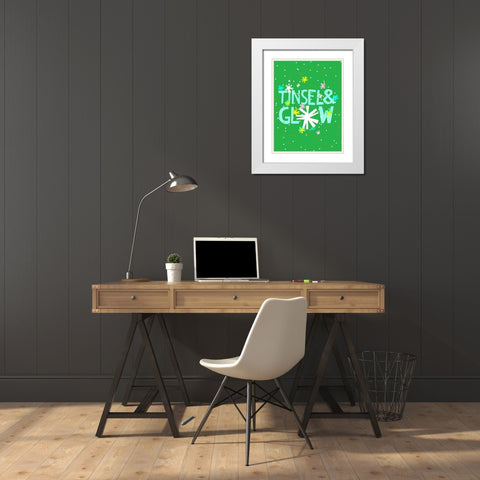 Merry and Bright I White Modern Wood Framed Art Print with Double Matting by Blanckslate