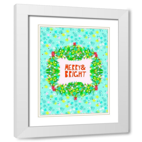 Merry and Bright II White Modern Wood Framed Art Print with Double Matting by Blanckslate