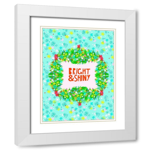 Merry and Bright V White Modern Wood Framed Art Print with Double Matting by Blanckslate