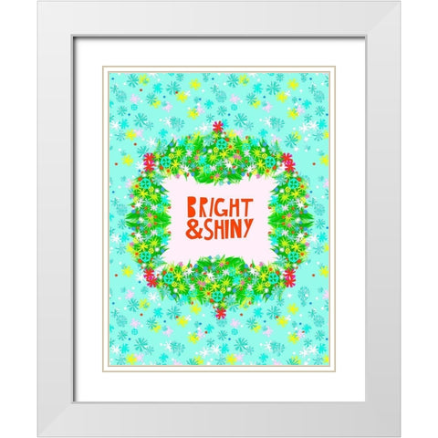 Merry and Bright V White Modern Wood Framed Art Print with Double Matting by Blanckslate