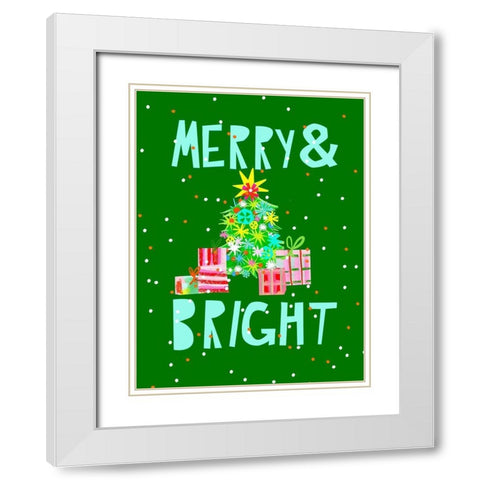 Merry and Bright VI White Modern Wood Framed Art Print with Double Matting by Blanckslate