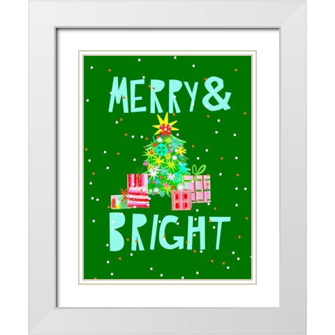 Merry and Bright VI White Modern Wood Framed Art Print with Double Matting by Blanckslate