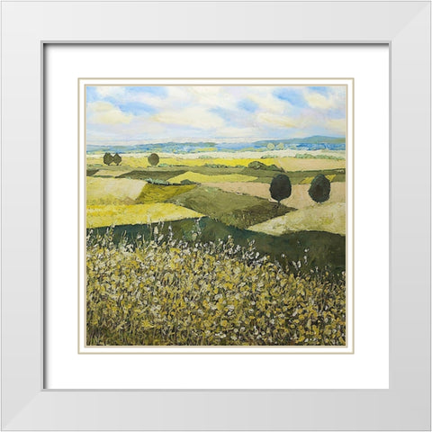 Green Hills White Modern Wood Framed Art Print with Double Matting by Friedlander, Allen