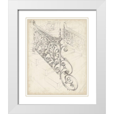 Iron Railing Design I White Modern Wood Framed Art Print with Double Matting by Harper, Ethan