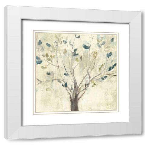 Trees of Blue I White Modern Wood Framed Art Print with Double Matting by Goldberger, Jennifer