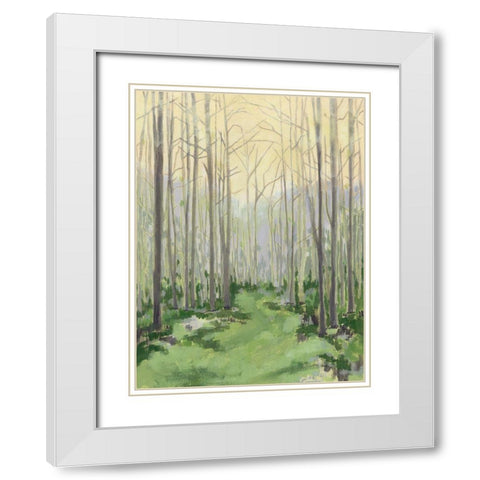 Custom Delicate Forest I White Modern Wood Framed Art Print with Double Matting by Meagher, Megan