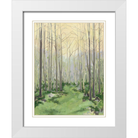 Custom Delicate Forest I White Modern Wood Framed Art Print with Double Matting by Meagher, Megan