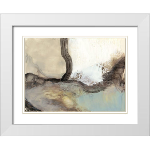 Ribbon Sands I White Modern Wood Framed Art Print with Double Matting by Goldberger, Jennifer