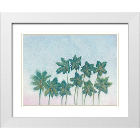 Palm Treeline I White Modern Wood Framed Art Print with Double Matting by OToole, Tim