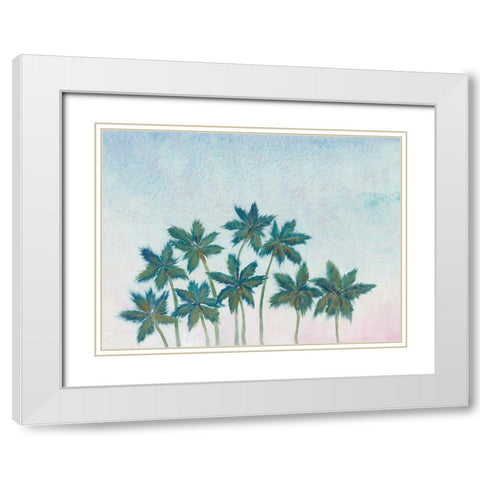 Palm Treeline II White Modern Wood Framed Art Print with Double Matting by OToole, Tim