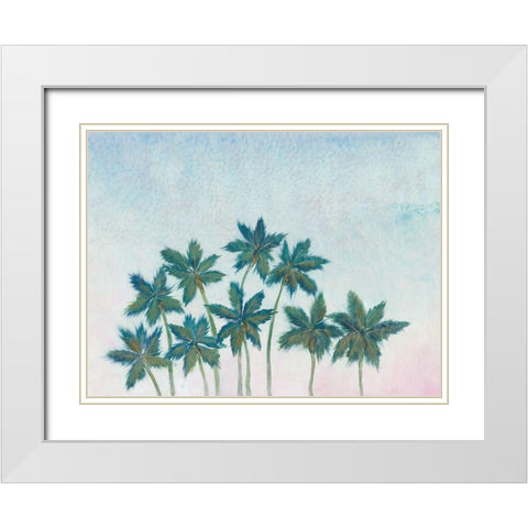 Palm Treeline II White Modern Wood Framed Art Print with Double Matting by OToole, Tim