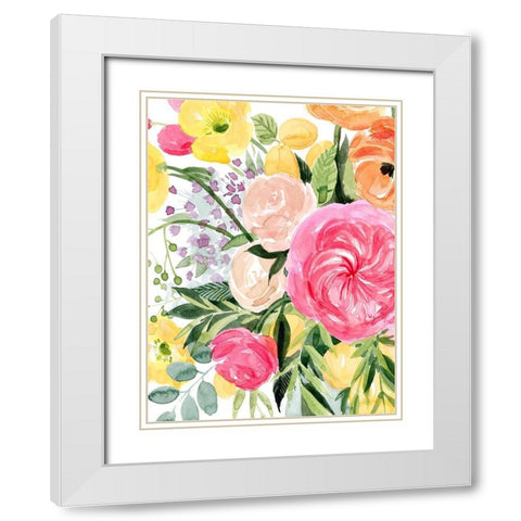 Blossomy Gathering I White Modern Wood Framed Art Print with Double Matting by Popp, Grace