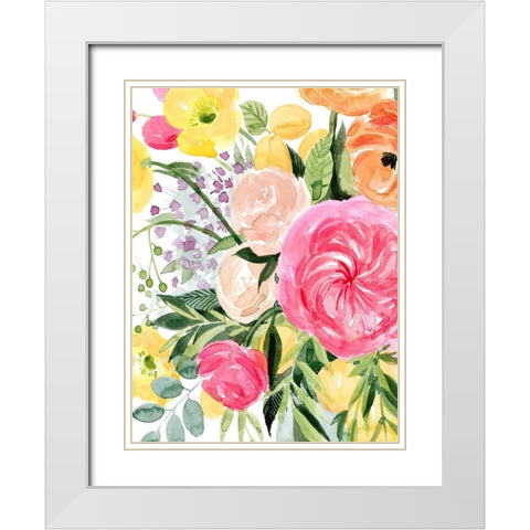 Blossomy Gathering I White Modern Wood Framed Art Print with Double Matting by Popp, Grace